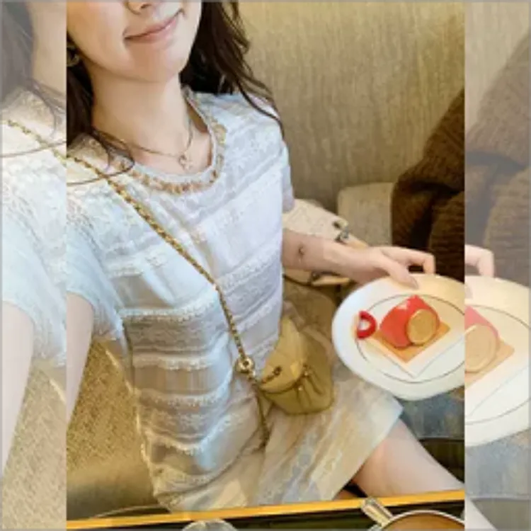 Fish Rabbits Spring Summer Short Sleeved Dress Women's Milk White Long-6