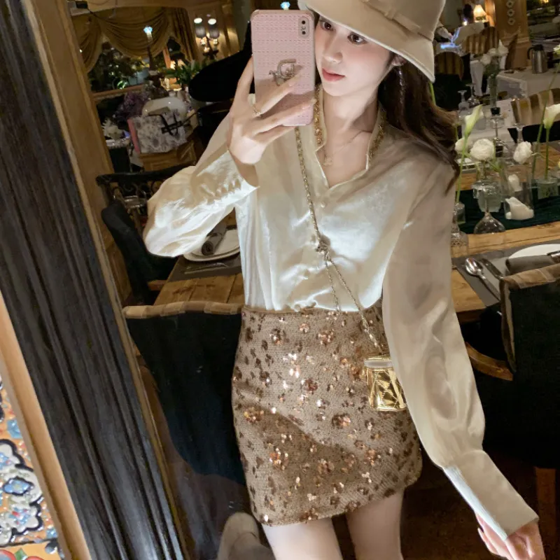 Fish Rabbits Skirt Set Women's Apricot-5