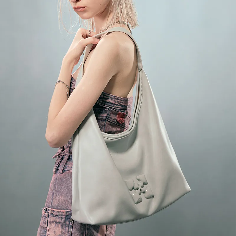 JACD PU Tote Bag, Shopping Bag, Shoulder Bag Women's White/Blue-1