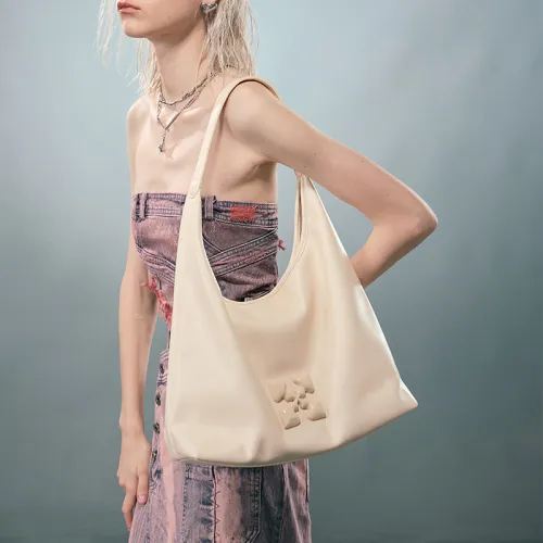 JACD PU Tote Bag, Shopping Bag, Shoulder Bag Women's White/Blue