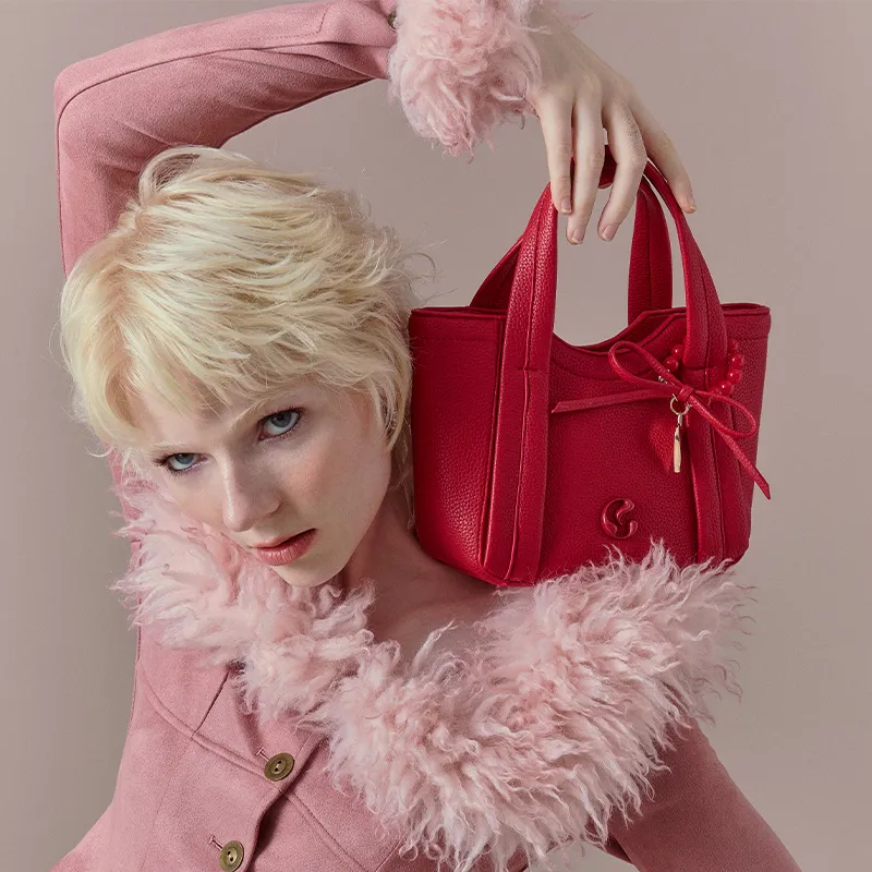 JACD PU Handbag Regular Women's Red Berry Juice-3