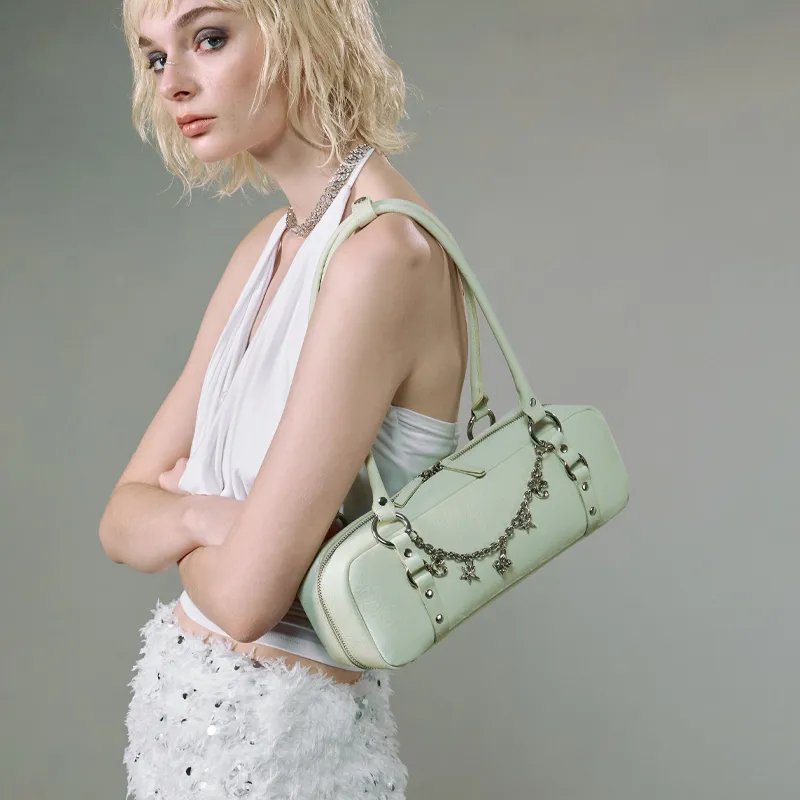 JACD PU Shoulder Bag Women's Apricot/Green-12
