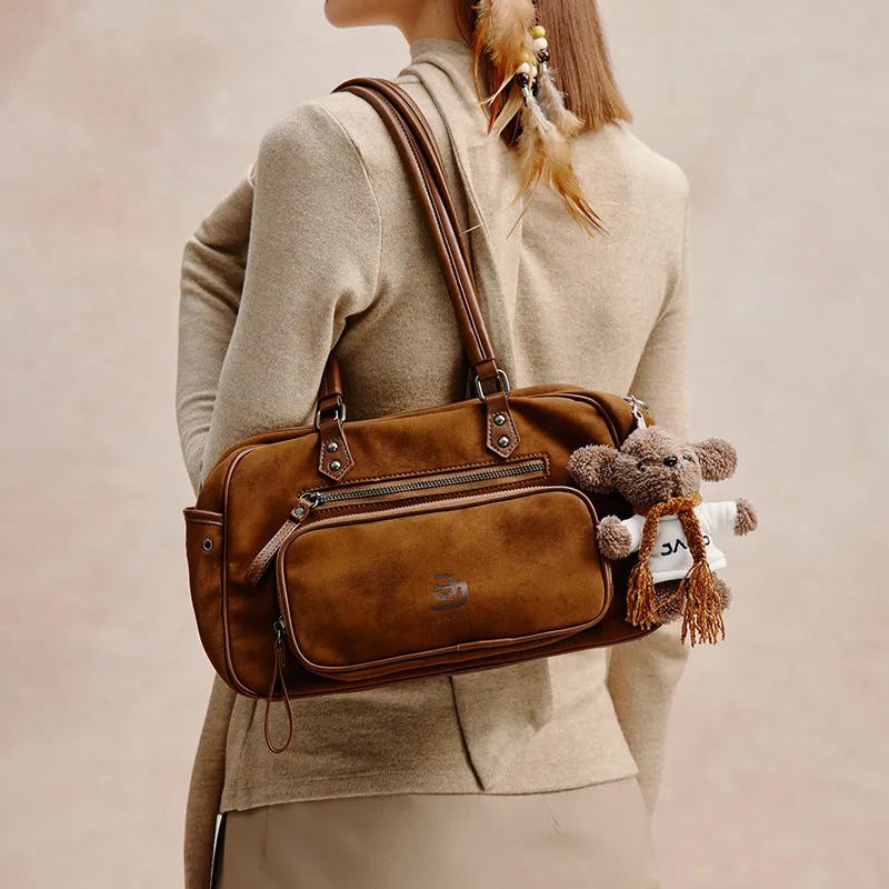 JACD Polyester Bag Accessories Unisex White & Brown-4