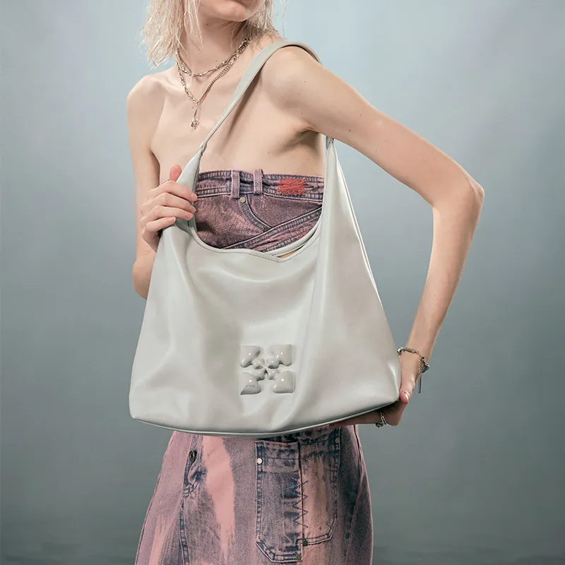 JACD PU Tote Bag, Shopping Bag, Shoulder Bag Women's White/Blue-2