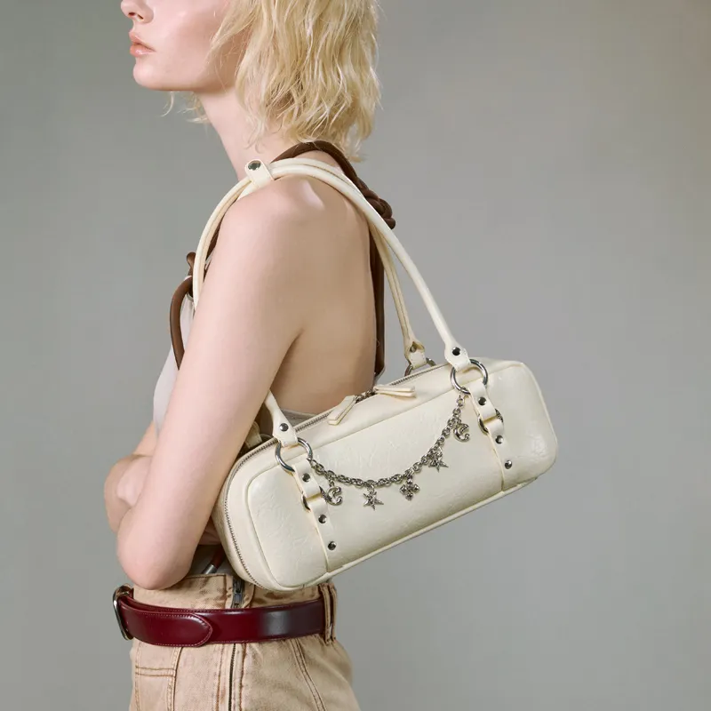 JACD PU Shoulder Bag Women's Apricot/Green-3