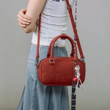 JACD PU Boston Bag Handbag Crossbody Bag Regular Women's Hot Red