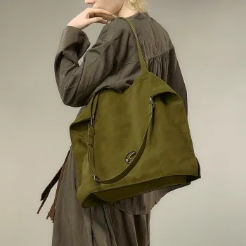 JACD PU Tote Bag, Shopping Bag, Shoulder Bag Women's Moss Green