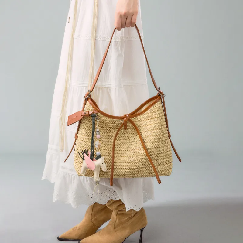JACD Straw Woven Shoulder Bag Regular Women's Brown-6
