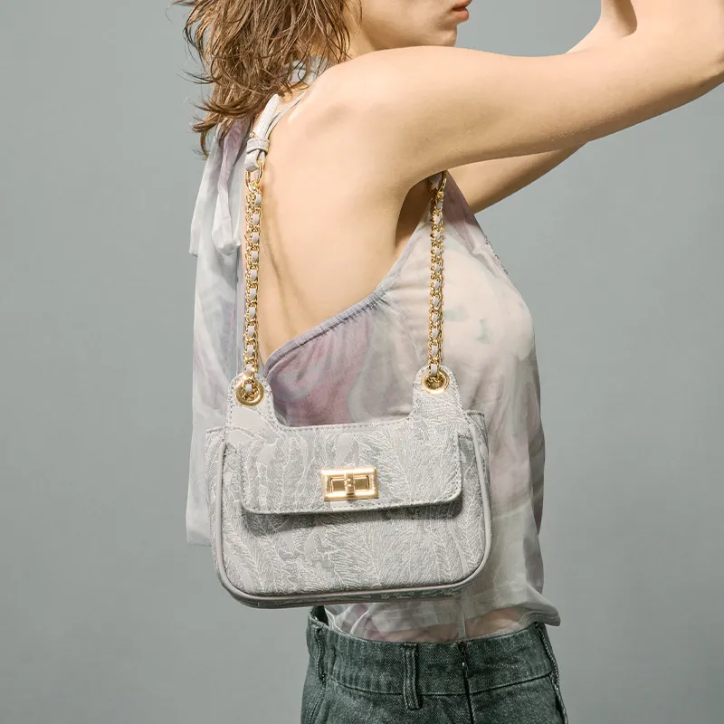 JACD PU Shoulder Bag Regular Women's Tai Mountain Gray/Snowflake Gray-5