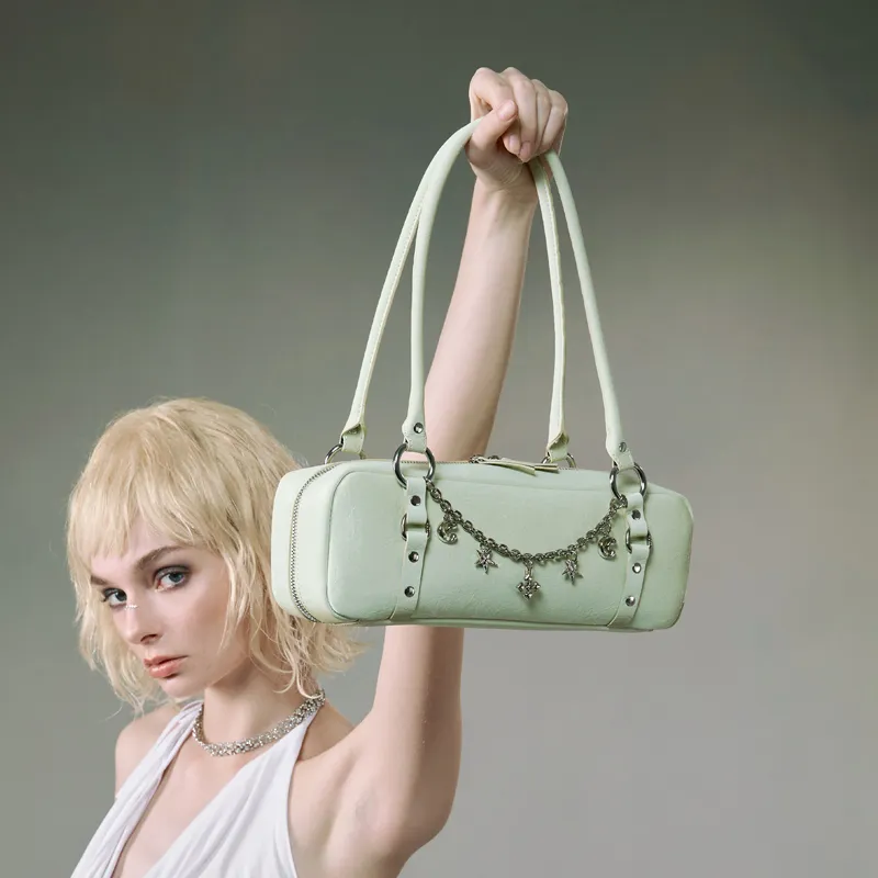 JACD PU Shoulder Bag Women's Apricot/Green-10