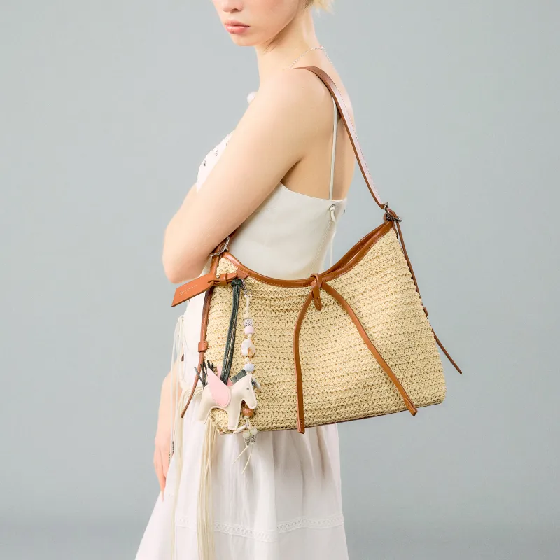 JACD Straw Woven Shoulder Bag Regular Women's Brown-4