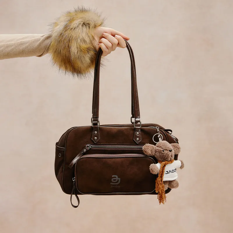 JACD Polyester Bag Accessories Unisex White & Brown-1