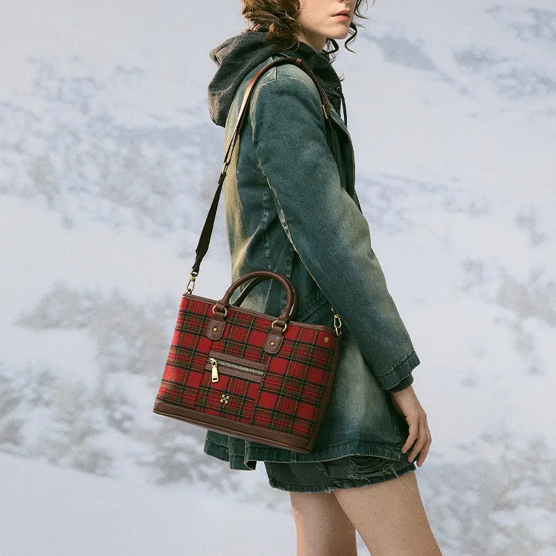 JACD Wool Blended With PU Single Shoulder Tote Bag Regular Women's Multicolor-5