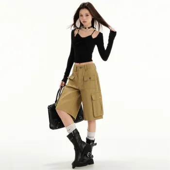Jenna Chun Denim Shorts Women's Khaki