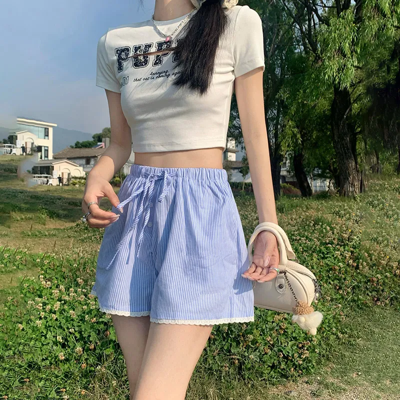 Jenna Chun Casual Shorts Women's Blue-4