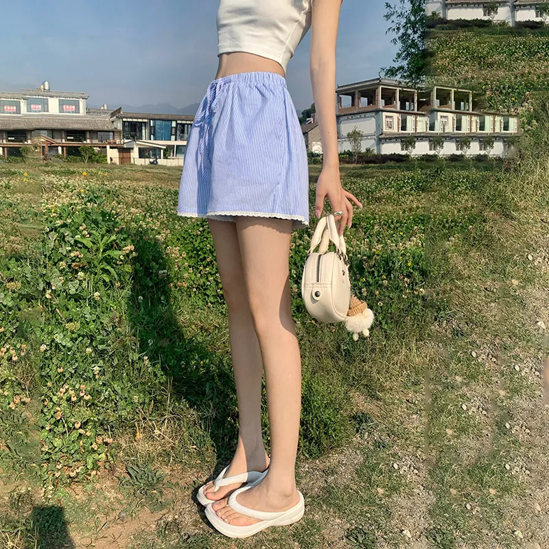 Jenna Chun Casual Shorts Women's Blue-5