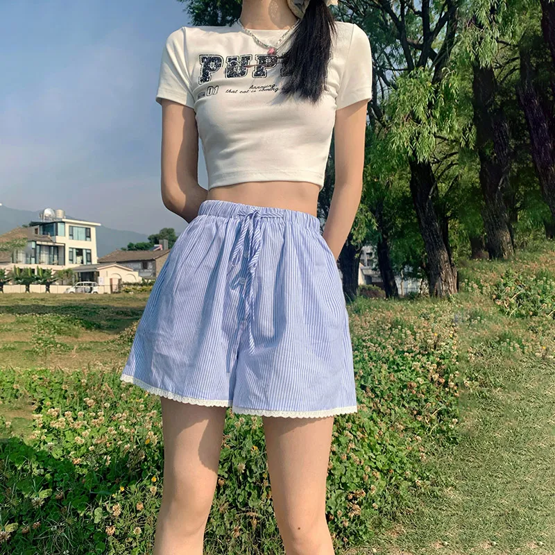 Jenna Chun Casual Shorts Women's Blue-1