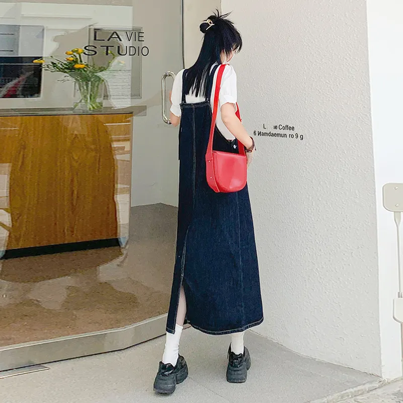 Jenna Chun Denim Long Skirt Women's Dark Blue-1