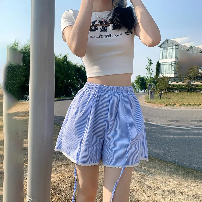 Jenna Chun Casual Shorts Women's Blue-6