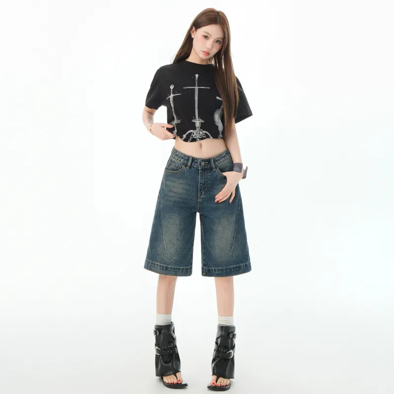 Jenna Chun Denim Shorts Women's Blue-3
