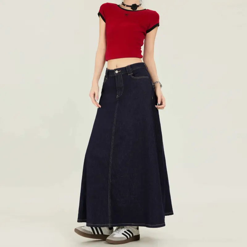 Jenna Chun Denim Long Skirt Women's Dark Blue-3