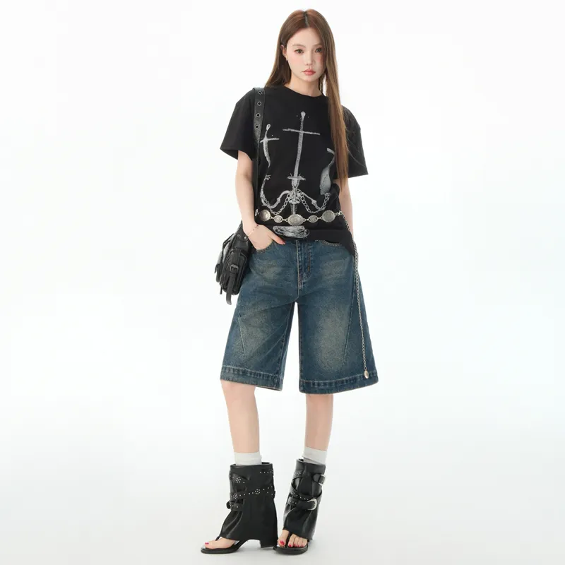 Jenna Chun Denim Shorts Women's Blue-1