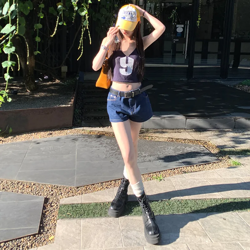 Jenna Chun Denim Shorts Women's Indigo-5
