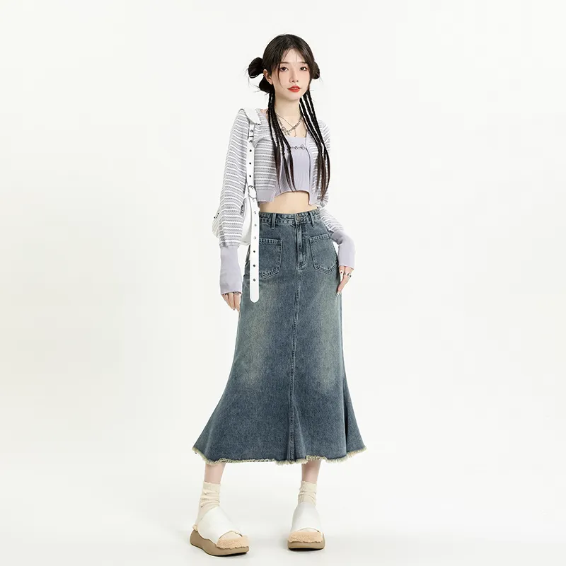 Jenna Chun Denim Long Skirt Women's Nostalgic Blue-1