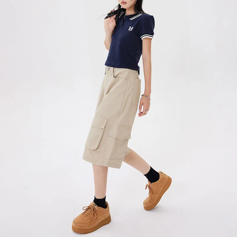 Jenna Chun Casual Shorts Women's Khaki-8