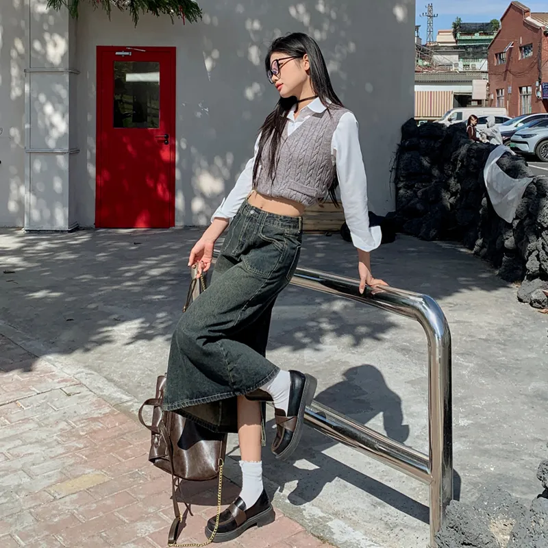 Jenna Chun Denim Long Skirt Women's-3