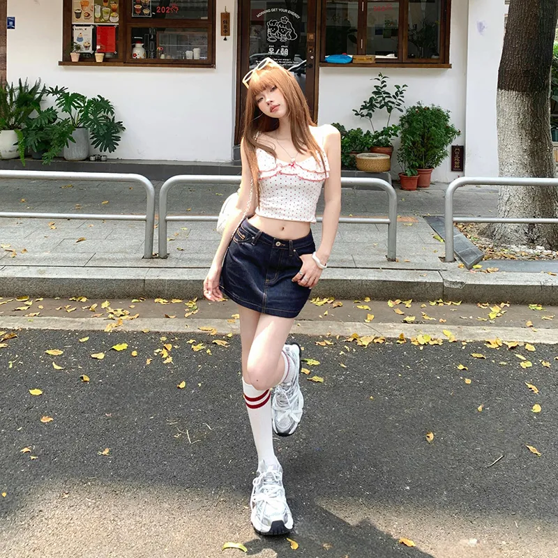 Jenna Chun Denim Short Skirts Women's-2