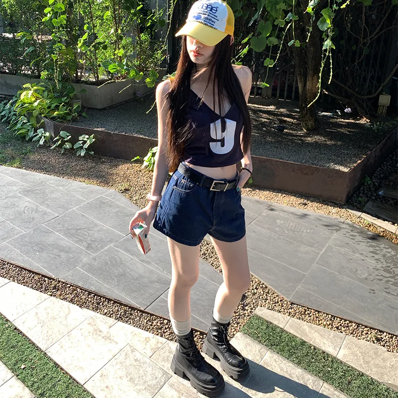 Jenna Chun Denim Shorts Women's Indigo-4