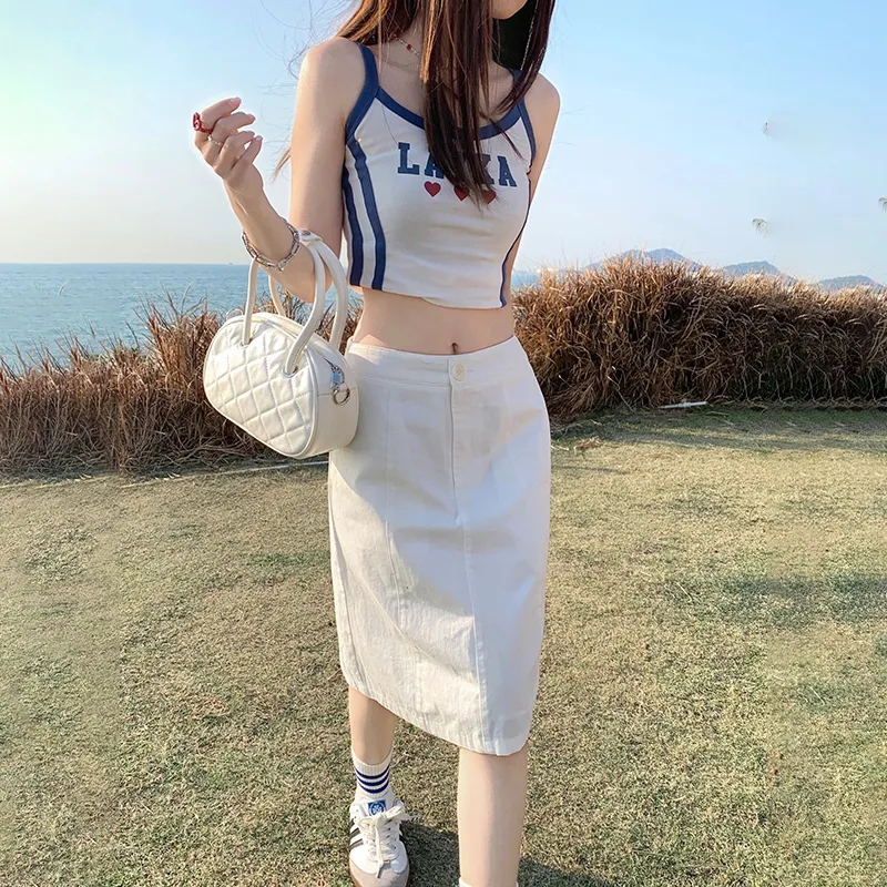 Jenna Chun Denim Long Skirt Women's-7