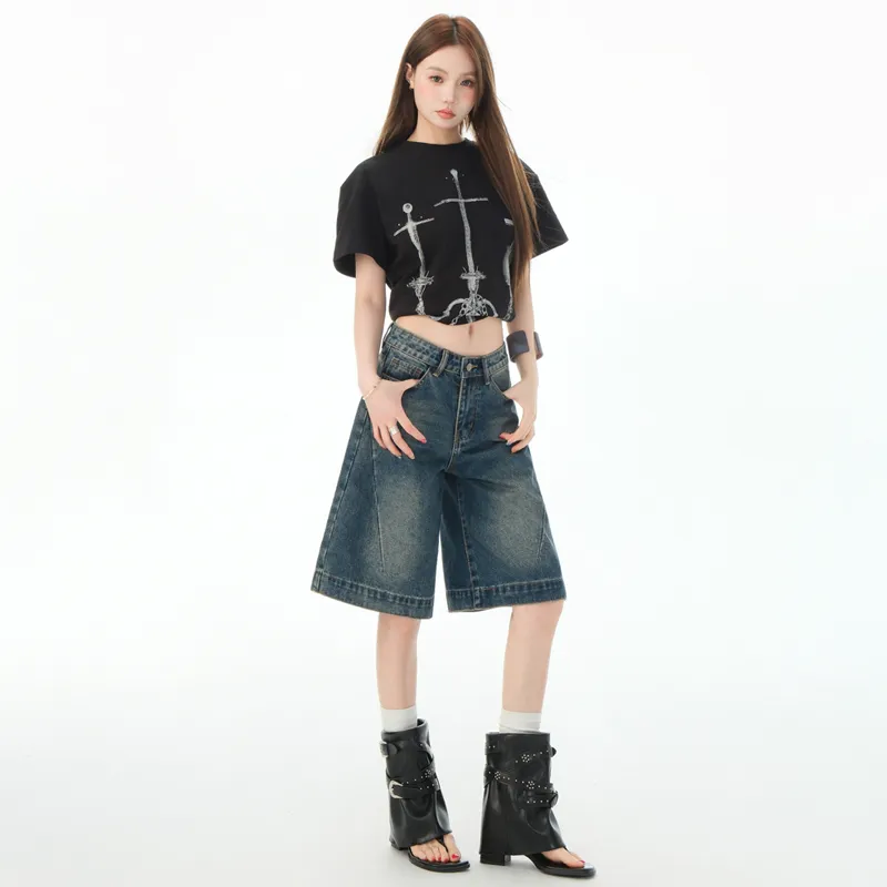 Jenna Chun Denim Shorts Women's Blue-4