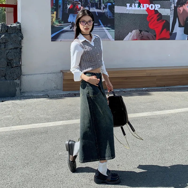 Jenna Chun Denim Long Skirt Women's-1