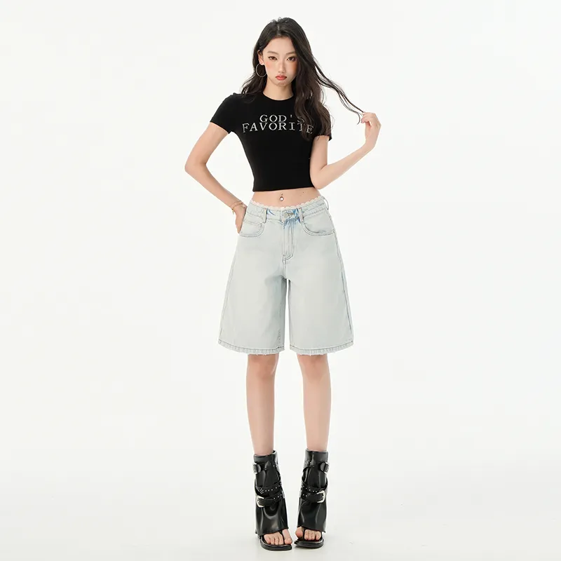 Jenna Chun Denim Shorts Women's-5