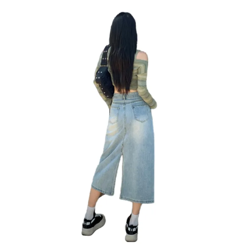 Jenna Chun Denim Long Skirt Women's-7