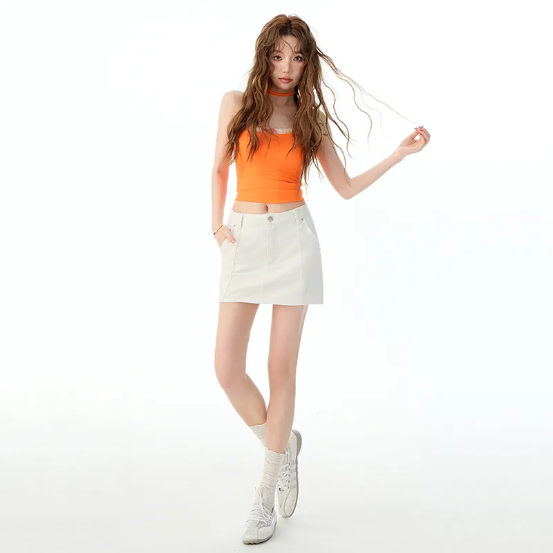 Jenna Chun Denim Short Skirts Women's-2