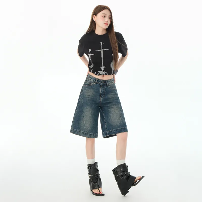 Jenna Chun Denim Shorts Women's Blue-2