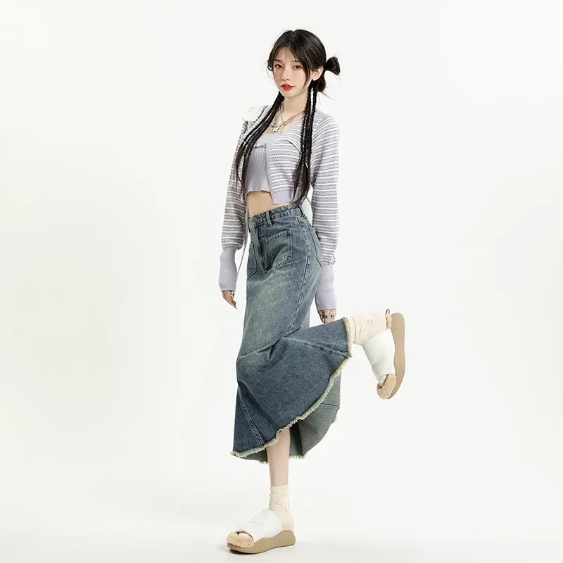 Jenna Chun Denim Long Skirt Women's Nostalgic Blue-3