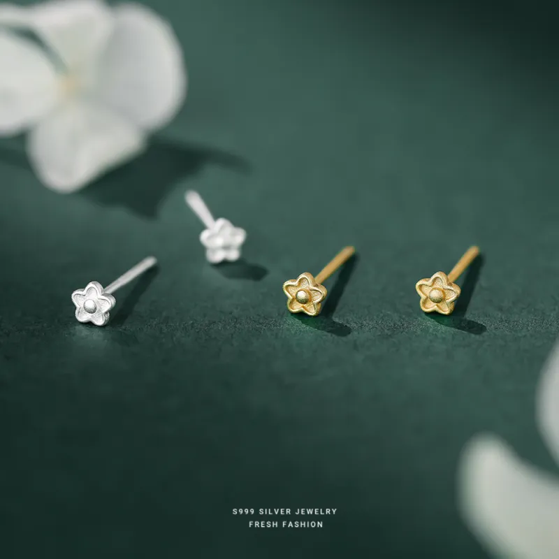 OGDAID S999 Fine Silver Stud Earrings Women's-5