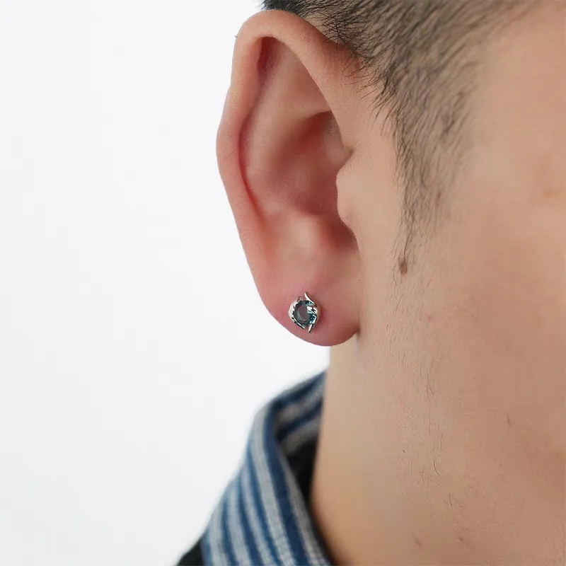OGDAID S925 Silver Stud Earrings Men's-3