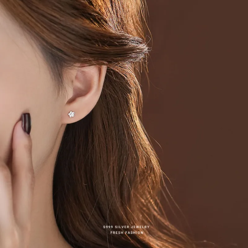 OGDAID S999 Fine Silver Stud Earrings Women's-2
