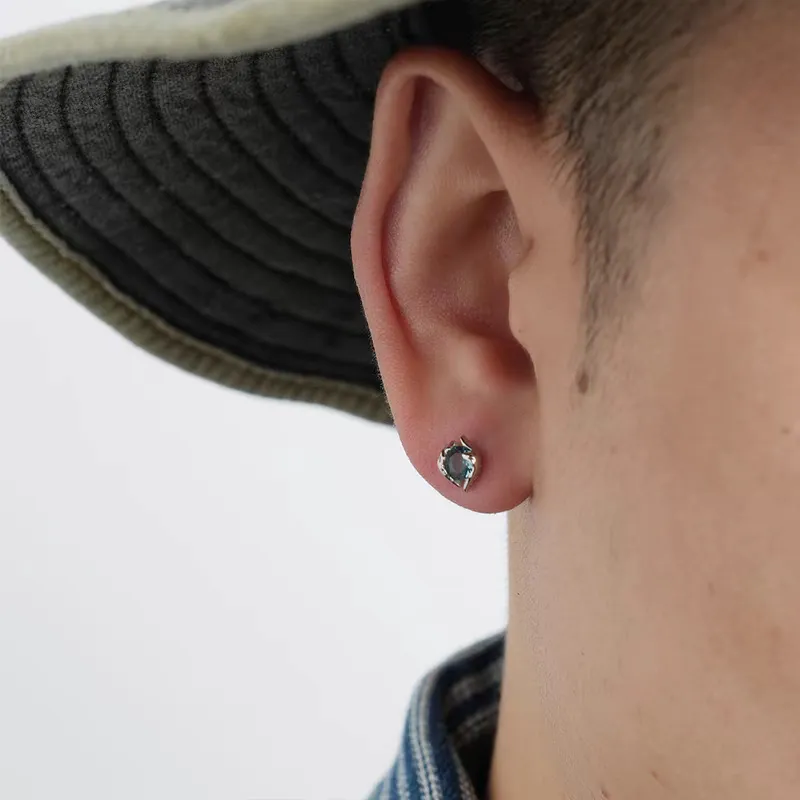 OGDAID S925 Silver Stud Earrings Men's-2