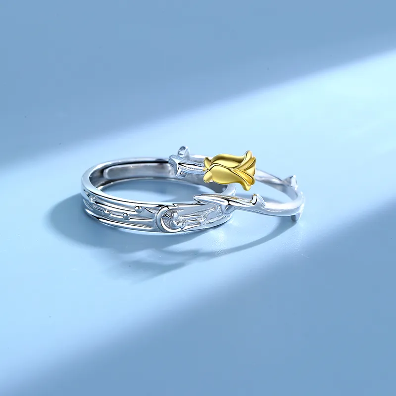 Onakiiko S999 Fine Silver Ring 1 Pair Gift Box Set Unisex-2