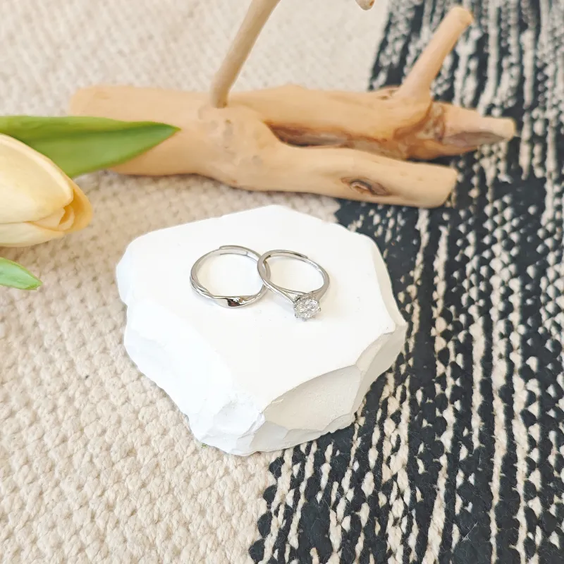 Onakiiko S925 Silver Moissanite Ring Gift Box Set Unisex-1