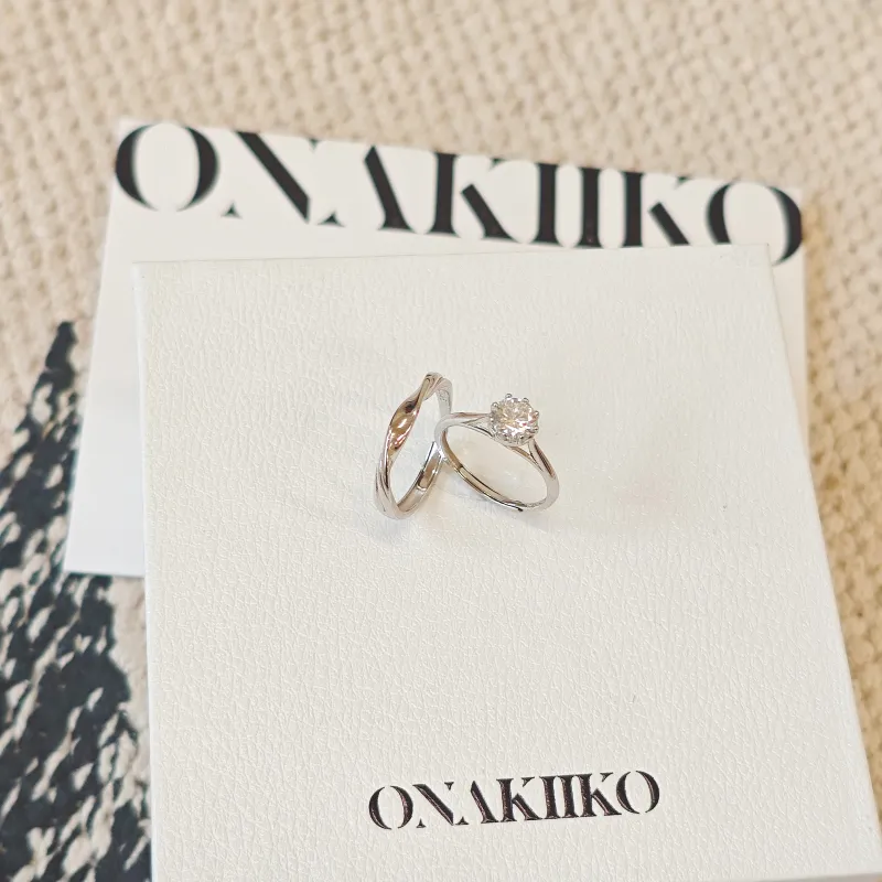 Onakiiko S925 Silver Moissanite Ring Gift Box Set Unisex-3