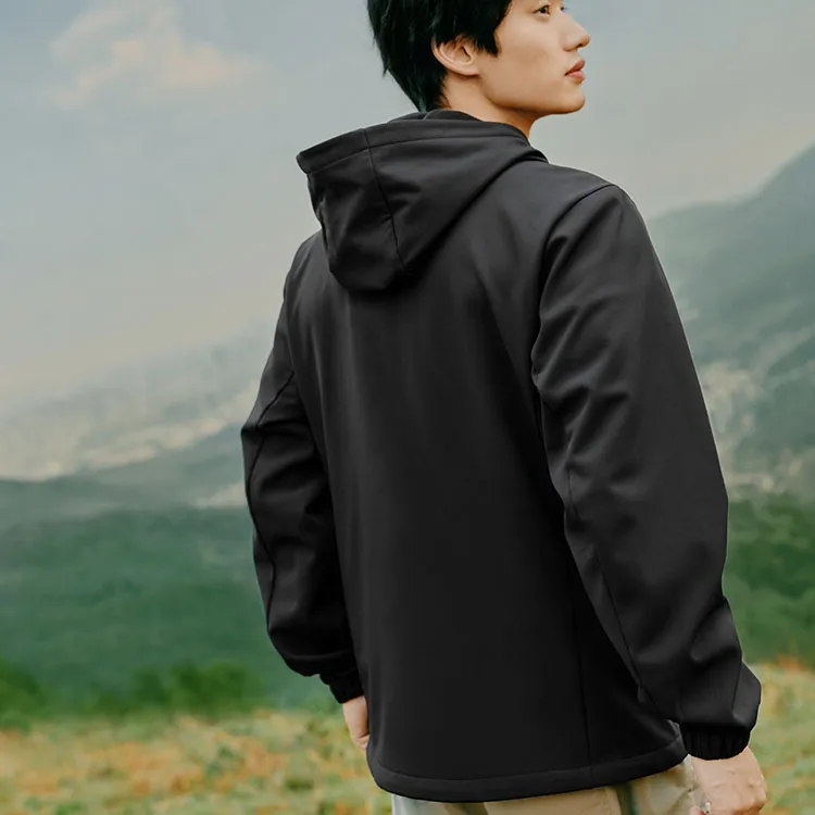Skechers Outdoor Hiking Water Resistant Warm Water Repellent Windbreaker Jacket Men's Carbon Black-6