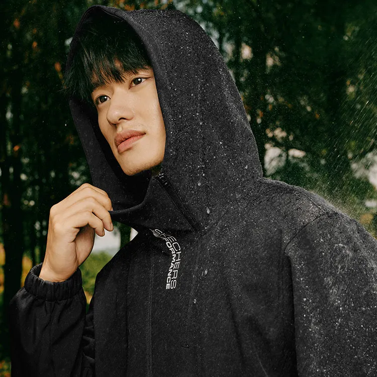Skechers Outdoor Hiking Water Resistant Warm Water Repellent Windbreaker Jacket Men's Carbon Black-7