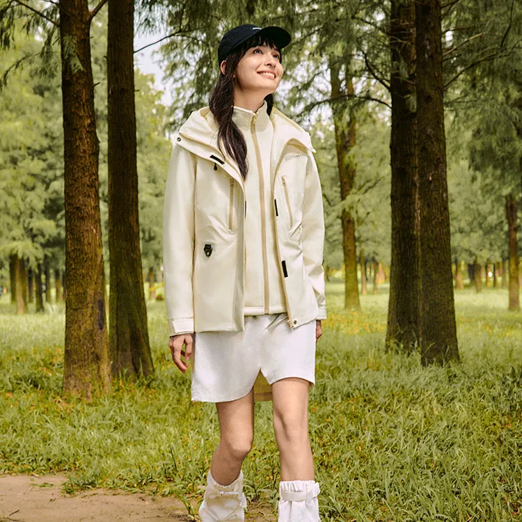 Skechers AW24 Waterproof And Windproof To Keep Warm Windbreaker Jacket Unisex Almond White-4